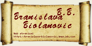 Branislava Biolanović vizit kartica